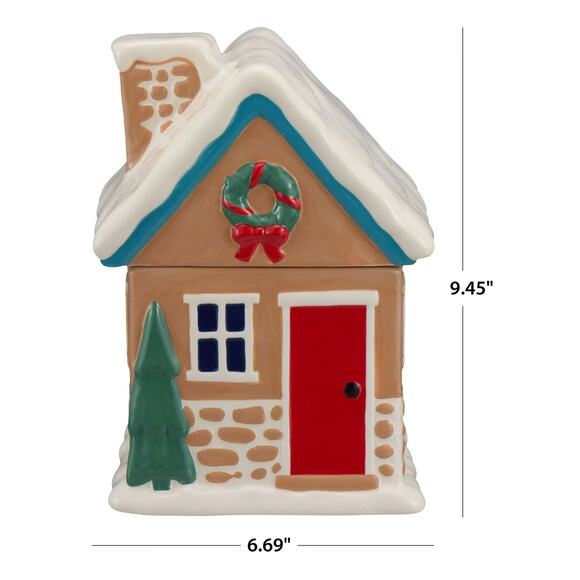 Holiday 57 oz Gingerbread House Glazed Ceramic Treat Cookie Jar Christmas Decor - Picture 4 of 5